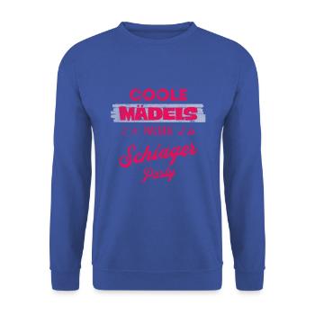 SCHLAGER PARTY OUTFIT KOSTÜME & GESCHENKE - Unisex Pullover - Royalblau - Vorne - Alina (178cm) & Michal (187cm)