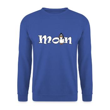 YOGA MÖWE PLATTDEUTSCHE SPRÜCHE - Unisex Pullover - Royalblau - Vorne - Alina (178cm) & Michal (187cm)