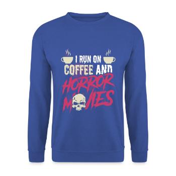 Lustiges Halloween Kaffee Designs - Unisex Pullover - Royalblau - Vorne - Alina (178cm) & Michal (187cm)