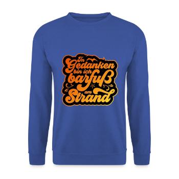 PLATTDEUTSCHER SPRUCH - Unisex Pullover - Royalblau - Vorne - Alina (178cm) & Michal (187cm)