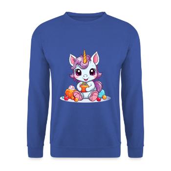 EINHORN SÜßIGKEITEN - Unisex Pullover - Royalblau - Vorne - Alina (178cm) & Michal (187cm)
