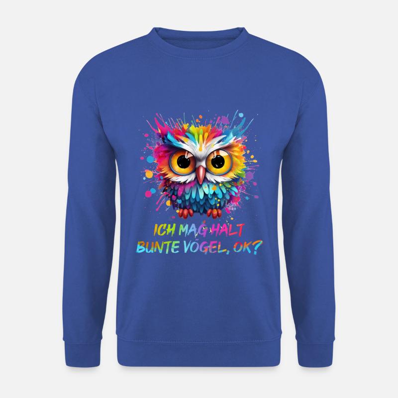 LUSTIGE BUNTE EULE - Unisex Pullover - Royalblau