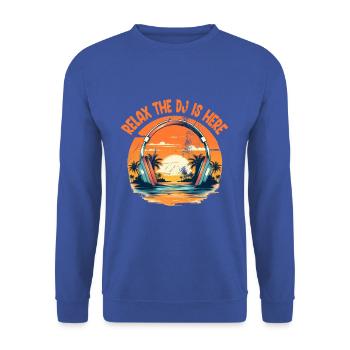 VINTAGE RAVE TECHNO DESIGN - Unisex Pullover - Royalblau - Vorne - Alina (178cm) & Michal (187cm)