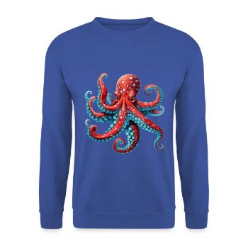 OCTOPUS GRAPHIC KRAKEN DESIGNS - Unisex Pullover - Royalblau - Vorne - Alina (178cm) & Michal (187cm)