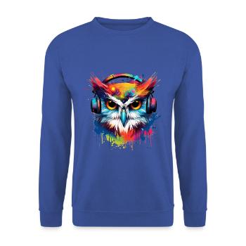 BUNTE EULE - Unisex Pullover - Royalblau - Vorne - Alina (178cm) & Michal (187cm)