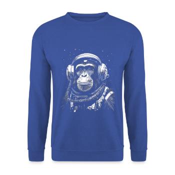 Astronaut Affe Weltraum Erkundung Abenteuer - Unisex Pullover - Royalblau - Vorne - Alina (178cm) & Michal (187cm)