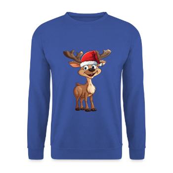 WEIHNACHTSOUTFIT FAMILIE RENTIER GRAFIK - Unisex Pullover - Royalblau - Vorne - Alina (178cm) & Michal (187cm)