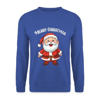 WEIHNACHTSOUTFIT FAMILIE RENTIER GRAFIK - Unisex Pullover - Royalblau - Vorne - Alina (178cm) & Michal (187cm)