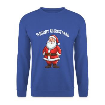 WEIHNACHTSOUTFIT FAMILIE RENTIER GRAFIK - Unisex Pullover - Royalblau - Vorne - Alina (178cm) & Michal (187cm)
