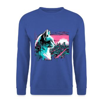 Cat On The City - Unisex Pullover - Royalblau - Vorne - Alina (178cm) & Michal (187cm)
