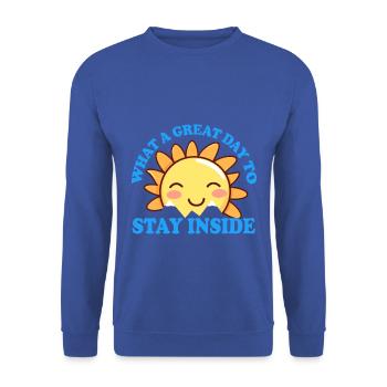 SONNE SONNENSCHEIN SONNENBLUME - Unisex Pullover - Royalblau - Vorne - Alina (178cm) & Michal (187cm)