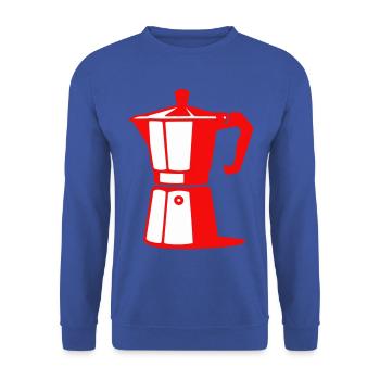 Kaffeekannen-Illustration für Café-Liebhaber - Unisex Pullover - Royalblau - Vorne - Alina (178cm) & Michal (187cm)