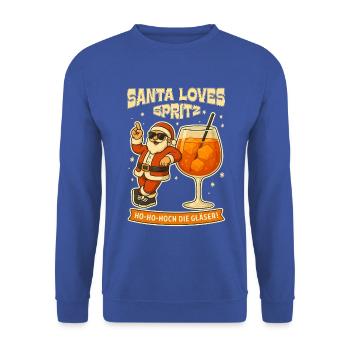 Santa Loves Spritz - Christmas Fun Design - Unisex Pullover - Royalblau - Vorne - Alina (178cm) & Michal (187cm)