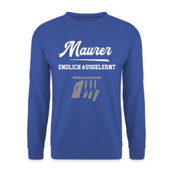 Maurer Ausbildung Bestanden Prüfung Lehre Geselle - Unisex Pullover - Royalblau - Vorne - Alina (178cm) & Michal (187cm)