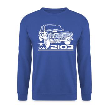 Auto 1500 VAZ 2103 Zhiguli - Unisex Pullover - Royalblau - Vorne - Alina (178cm) & Michal (187cm)
