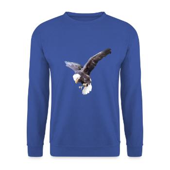 Geschenkidee Weisskopfadler fliegend Foto Adler - Unisex Pullover - Royalblau - Vorne - Alina (178cm) & Michal (187cm)