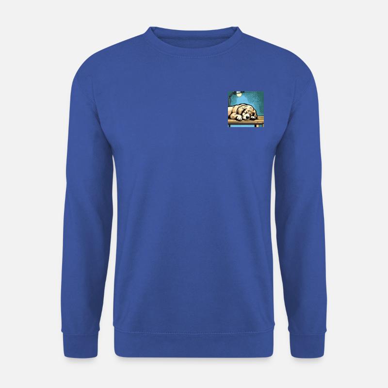 schlafender Hund auf einem Tisch - Unisex Pullover - Royalblau
