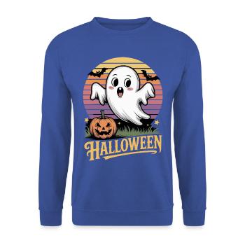Gespenstischer Halloween-Charme - Unisex Pullover - Royalblau - Vorne - Alina (178cm) & Michal (187cm)