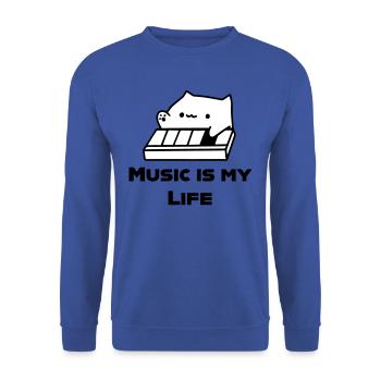 BongoCat Loves Music - Unisex Pullover - Royalblau - Vorne - Alina (178cm) & Michal (187cm)