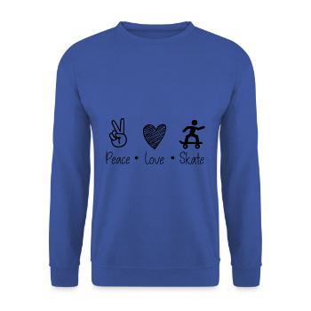 Peace Love & Skate - Unisex Pullover - Royalblau - Vorne - Alina (178cm) & Michal (187cm)
