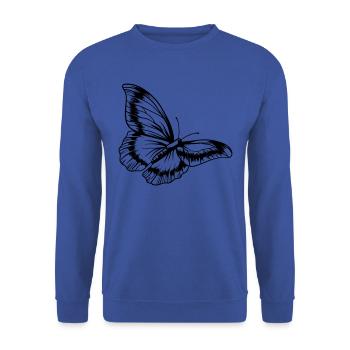Vintage, Butterfly, Black, Insekten, Sketch - Unisex Pullover - Royalblau - Vorne - Alina (178cm) & Michal (187cm)