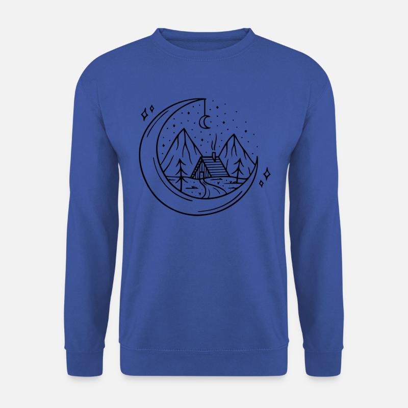 Mond mit Bergen Motiv Geschenk Idee - Unisex Pullover - Royalblau