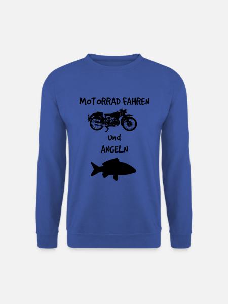 Motorrad fahren und Angeln - Geschenkidee Fischer - Unisex Pullover - Royalblau