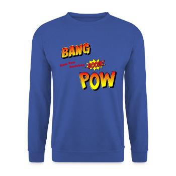 Bang Boom Pow - Comic - Unisex Sweatshirt - royal blue - Front - Alina (178cm) & Michal (187cm)