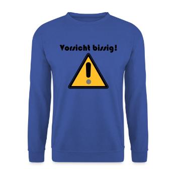 Vorsicht bissig - Unisex Pullover - Royalblau - Vorne - Alina (178cm) & Michal (187cm)