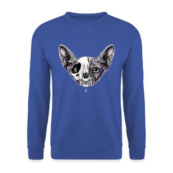 Shynx Cat Half Skull - Unisex Sweatshirt - royal blue - Front - Alina (178cm) & Michal (187cm)