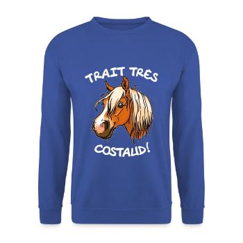Cheval de trait comtois (texte blanc) - Sweat-shirt Unisexe - bleu royal - Devant - Alina (178cm) & Michal (187cm)