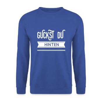 kuck auf die Rückseite - Unisex Pullover - Royalblau - Vorne - Alina (178cm) & Michal (187cm)