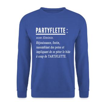 Tshirt tartiflette idée cadeau humour partyflette - Sweat-shirt Unisexe - bleu royal - Devant - Alina (178cm) & Michal (187cm)