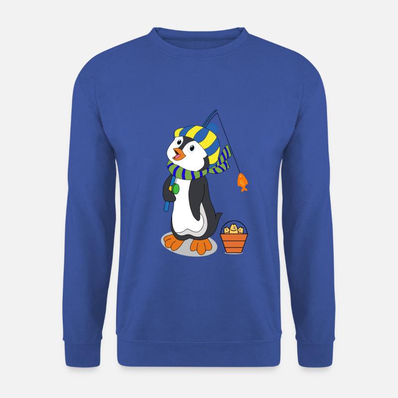 Winter penguin with fish - Unisex Sweatshirt - royal blue