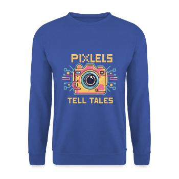 Pixels Tell Tales - Camera Illustration - Unisex Sweatshirt - royal blue - Front - Alina (178cm) & Michal (187cm)