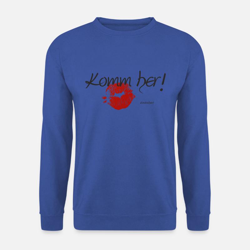 Witziger Spruch Komm her Knutschen Lippen - Unisex Pullover - Royalblau