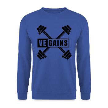 Vegains Shirt · Sustainability · Organic Gift - Unisex Sweatshirt - royal blue - Front - Alina (178cm) & Michal (187cm)