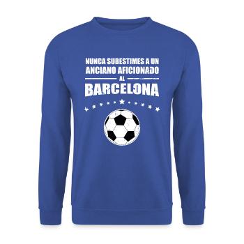 Elderly fan - Barcelona Fan | Retro Vintage - Unisex Sweatshirt - royal blue - Front - Alina (178cm) & Michal (187cm)