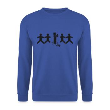 Punk Strichmännchen | Coole Geschenkidee - Unisex Pullover - Royalblau - Vorne - Alina (178cm) & Michal (187cm)