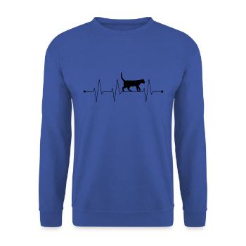 Cat heartbeat ECG - Unisex Sweatshirt - royal blue - Front - Alina (178cm) & Michal (187cm)