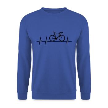 Herzschlag Rennrad Fahrrad Heartbeat Puls - Unisex Pullover - Royalblau - Vorne - Alina (178cm) & Michal (187cm)