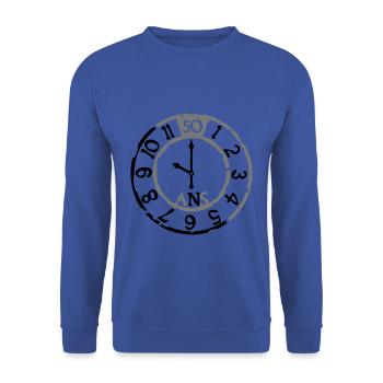 50 Jahre Uhr, Geburtstag der Uhr - Unisex Pullover - Royalblau - Vorne - Alina (178cm) & Michal (187cm)