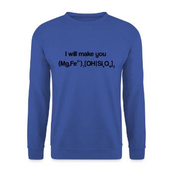 I'll Make You (Mg,Fe2+)7[OH|Si4O11]2 Cummingtonit - Unisex Pullover - Royalblau - Vorne - Alina (178cm) & Michal (187cm)