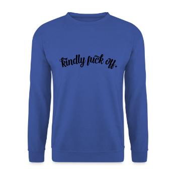 fuck off - Unisex Pullover - Royalblau - Vorne - Alina (178cm) & Michal (187cm)
