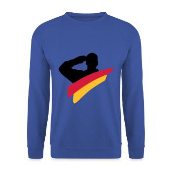 Veteran Deutschland Logo - Unisex Pullover - Royalblau - Vorne - Alina (178cm) & Michal (187cm)