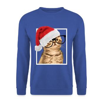 CHRISTMAS Shirt Christmas Cat Kitten Cats - Unisex Sweatshirt - royal blue - Front - Alina (178cm) & Michal (187cm)