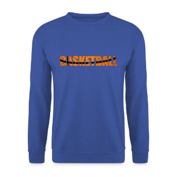 Basketball Schriftzug mit Ball Design - Unisex Pullover - Royalblau - Vorne - Alina (178cm) & Michal (187cm)