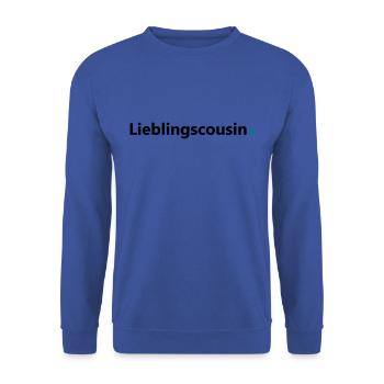 Lieblingscousin bester Cousin Welt Spruch Geschenk - Unisex Pullover - Royalblau - Vorne - Alina (178cm) & Michal (187cm)
