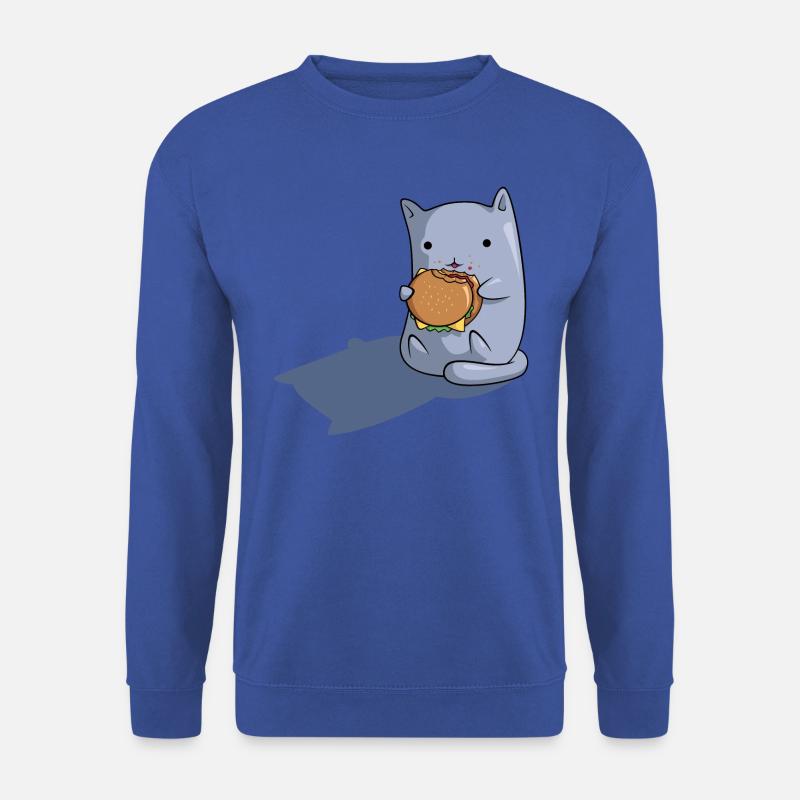 Katze isst Hamburger - Unisex Pullover - Royalblau