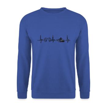 Herzschlag Berge Bier Puls Berg Alpen - Unisex Pullover - Royalblau - Vorne - Alina (178cm) & Michal (187cm)